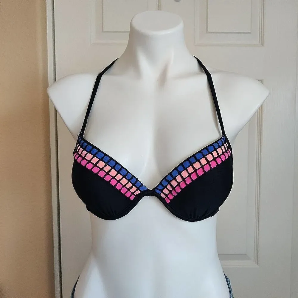 California Waves crochet trimmed push-up bikini top